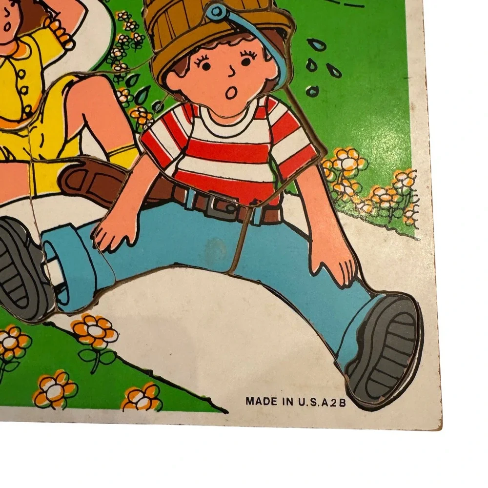 Playskool 290 10 11 Pieces Jack and Jill Wooden Puzzle‎ Board Made in USA